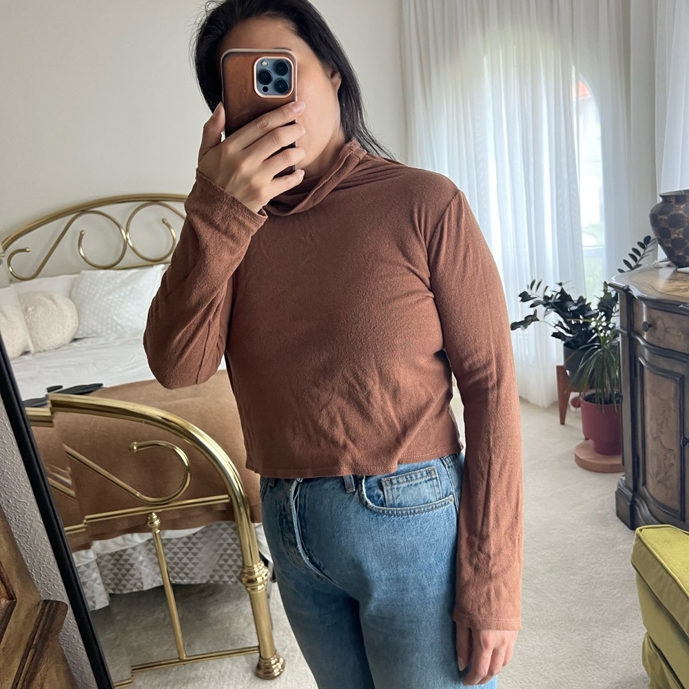 Ozma Silk Noil Jersey Terracotta Marianne Turtleneck Small - Picture 2 of 5